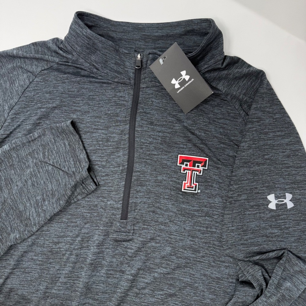 Under Armour Texas Tech Red Raiders Quarter Zip Pullover Charcoal Grey 2XL NEW